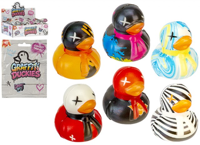 SQUISHY STREET ART DUCK Papere Squishy 6cm in PU Slow Rise (Ricrescita Lenta) In espo da 24pz 12ass…x24…x192